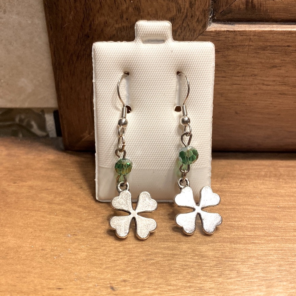 St Patrick’s Day Lucky Shamrock Dangle Earrings